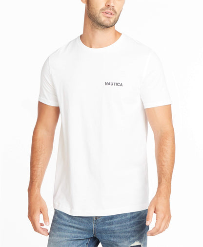 Nautica mens Short Sleeve Solid Crew Neck T-shirt T Shirt, Bright White Solid, Medium US