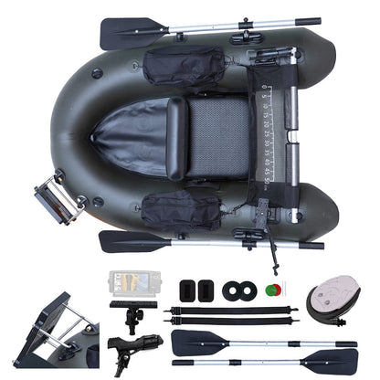Xproutdoor Inflatable Fishing Float Tube, Belly Boat Fishing with Adjustable Backpack Straps, Storage Pockets, Fish Ruler, Pump, Oar, Float Tubes for Fishing, 350 LBS Load Capacity