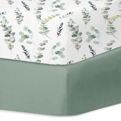 Little Grape Land Crib Sheets - Super Soft 2-Pack Fitted Sheets for Standard Cribs | Leaves & Green Design