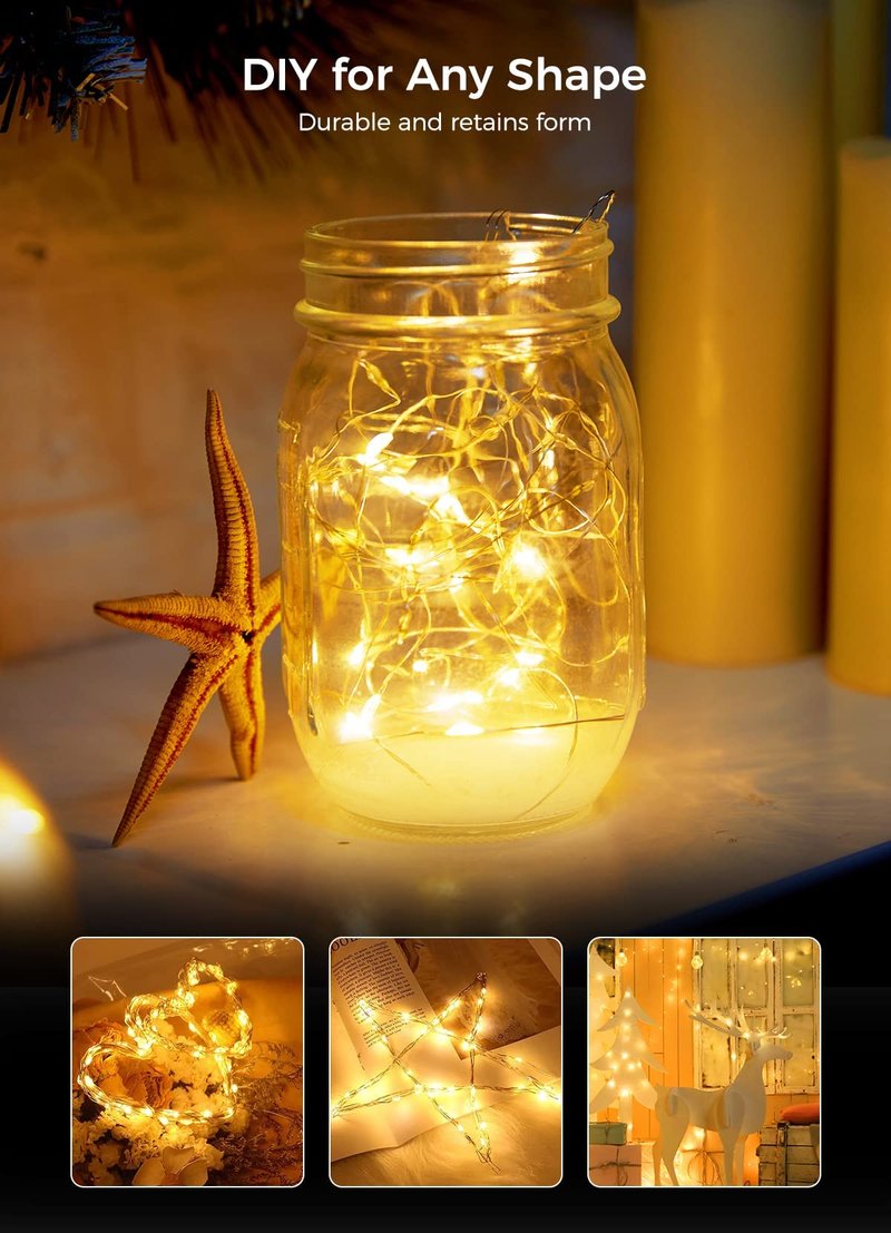 Brightown 12 Pack Led Fairy Lights Battery Operated String Lights Waterproof Silver Wire 7 Feet 20 Led Firefly Starry Moon Lights for DIY Wedding Party Bedroom
