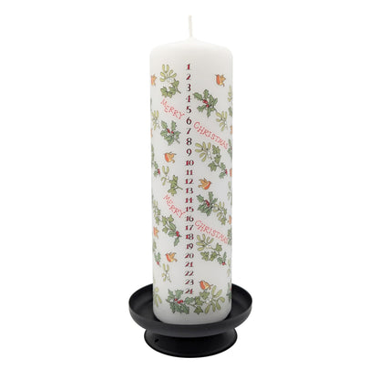 Alison Gardiner Holly and the Ivy Advent Pillar Candle – Unscented Wax Christmas Countdown, 70hr Burn, Handmade in UK – Festive Candle for Table, Mantel & Holiday Décor