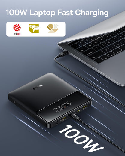 Baseus Laptop Portable Charger 100W 20000mAh, Blade Travel Power Bank Fast Charging 2 USB-C & 2 USB-A Port, Steam Deck Battery Pack for MacBook iPad iPhone 17/16/15/14/13 Samsung S24 Dell