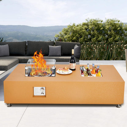 56-inch Outdoor Propane Fire Pit Table with 50,000 BTU Output, 13-inch Ice Bucket, Dual Function, CSA Certified, Fire Glass Beads and Wind Guard for Patio, Poolside and Garden
