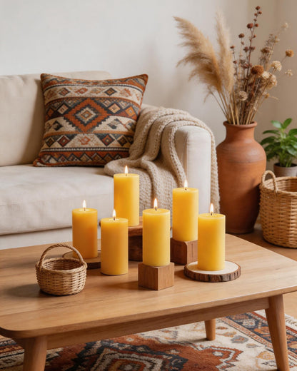 6 Pack Natural Beeswax Pillar Candles 2x4in,210 Hours Long Burning Unscented Beeswax Candles,100% Pure Bees Wax Candles for Home,Emergency,Dripless Pillar Candle Bulk
