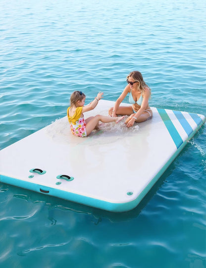 GAOMON Inflatable Dock Floating Platform, Thick Lake Floats for Adults, Non-Slip Air Dock Platform with Portable Carrying Bag, Floating Platform Island for Pool Beach Ocean(Green,10 x 10 ft)