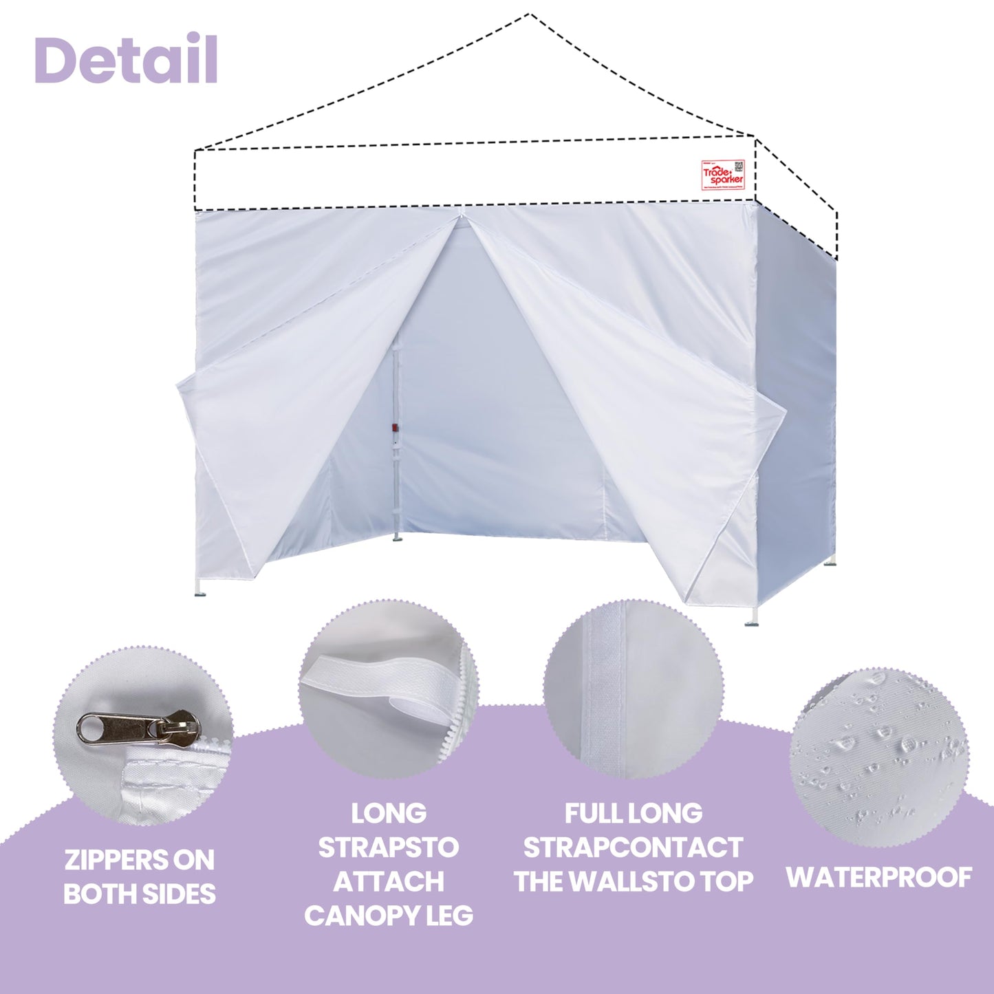 Tradesparker 10x20 Pop up Canopy Sidewall Kit Only, 3 Sidewalls & 1 Doorwall Removable Zipper End Fit for Commercial Instant Tent Canopies,NOT Excluding Top and Frame,Red