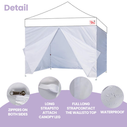 Tradesparker 10x20 Pop up Canopy Sidewall Kit Only, 3 Sidewalls & 1 Doorwall Removable Zipper End Fit for Commercial Instant Tent Canopies,NOT Excluding Top and Frame,Red