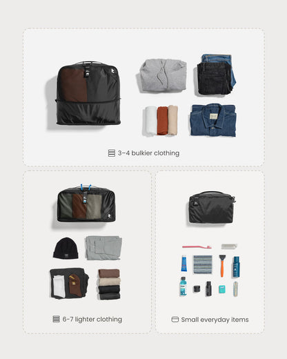 tomtoc Travel Backpack 40L and 3 Set Packing Cubes for Travel Essentials