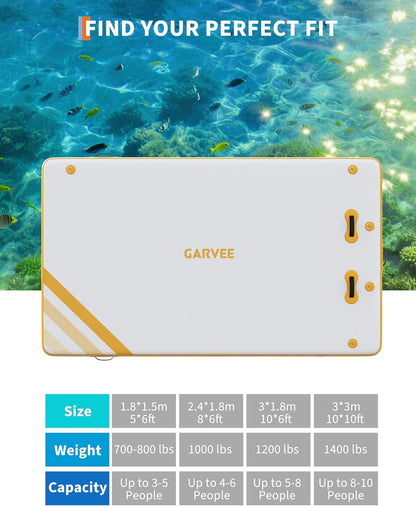 GAOMON Inflatable Dock Floating Platform, Thick Lake Floats for Adults, Non-Slip Air Dock Platform with Portable Carrying Bag, Floating Platform Island for Pool Beach Ocean(Yellow,8 x 6 ft)
