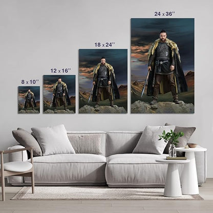 Turn Me Royal Custom Portrait from Photos Personalized Norse Portrait Canvas Wall Art as Unique Birthday Viking Gift for Men Turn Him into Superhero (The King of Vikings 12 x 16)