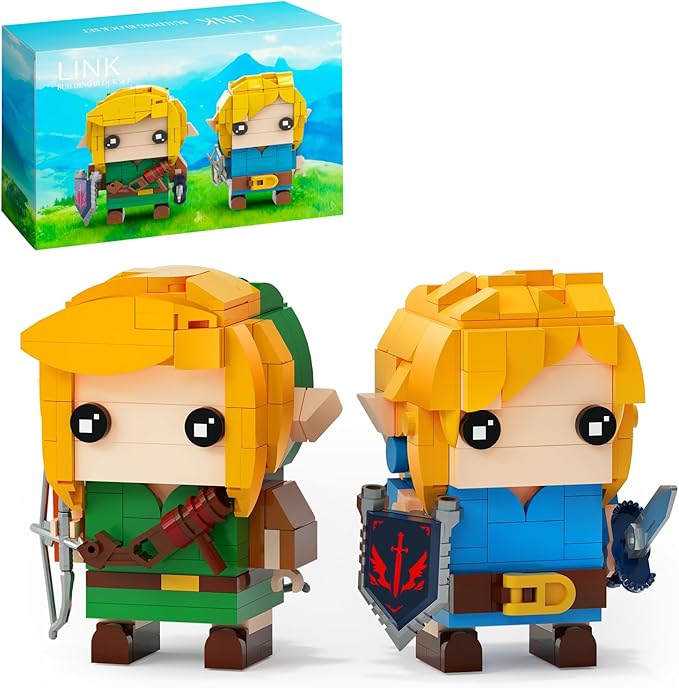 BOTW Link Figure Building Set Classic Characters 2-in-1 Birthday Party Decorations Supplies Gifts for 14+ Fans &ampAdults