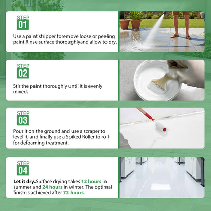 5 Gallon Professional Floor Paint Kit ( White, 800-1000 sq.ft) - Acrylic Concrete Coating for Garages & Indoor and outdoor floors and walls | Single Component Formula | Ready-to-Use | Low VOC|Anti Slip