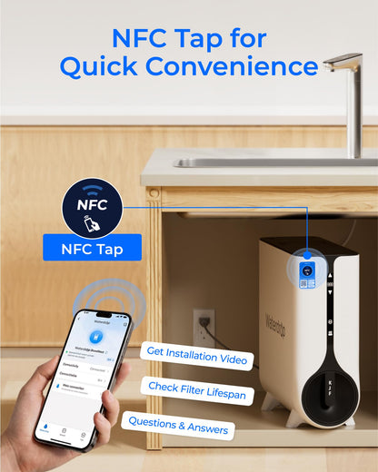 Waterdrop KJ600 Reverse Osmosis System, Instant Hot Water Dispenser, 600 GPD, Reduce PFAS, Tankless, 2:1 Pure to Drain, Under Sink, TDS Reduction, Smart Faucet, Hot and Cold Water Dispenser Faucet