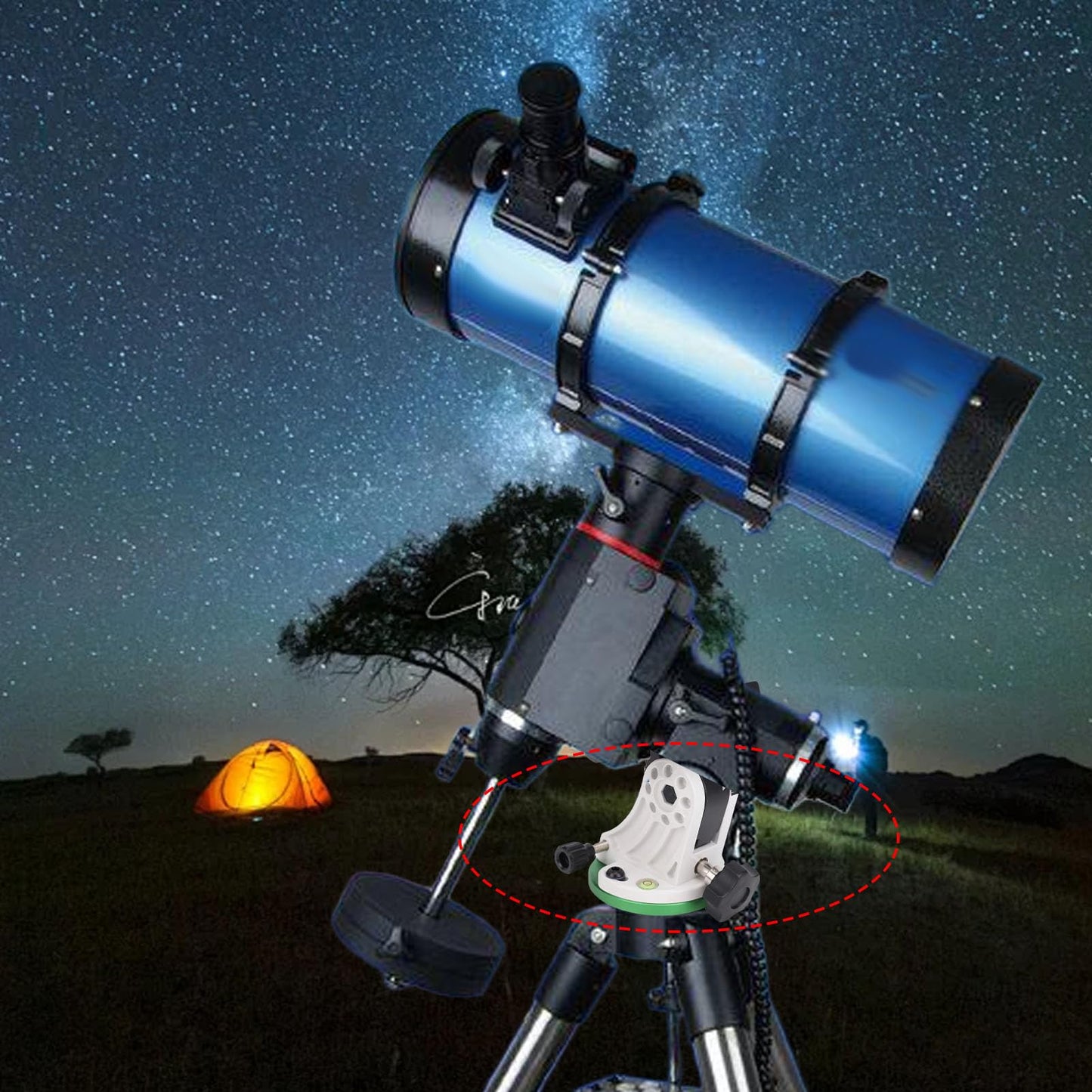 Sanpyl Telescope Mount, Latitude Adjustment Seat for SkyWatcher & Star Field, Aluminum Alloy Equatorial Wedge Instrument Latitude Base, Telescope Accessory (Green and White)