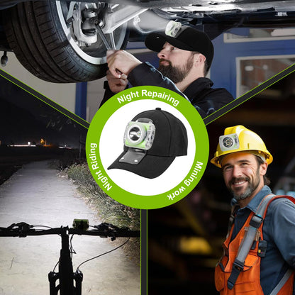 Vanvale High-Power Rechargeable LED Mining Headlamp, Lightweight IP68 Waterproof Hard Hat Helmet Light for Miners, Outdoor Work, Hiking, Camping, Caving, Emergency Use (Miner Light Kit + Black hat)