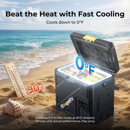 BougeRV 12 Volt Refrigerator with 240Wh Battery, 21QT Car Fridge, 20L Portable Freezer, -4~68℉, 12/24V DC, 110~240V AC, Ideal for 2 People, Road Trips, Truck, Camping(2026 New Model: CRH20 and B240)