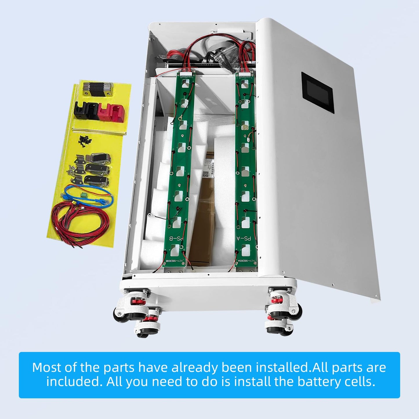 HiXiMi LiFePO4 Battery Box DIY 48V 280Ah 15kwh 51.2V 314Ah 330Ah Lithium Iron Pack Metal case,with 200A JK BMS and Other Accessories,for Off Grid,Backup Power,Home Storage(Batteries not Included)