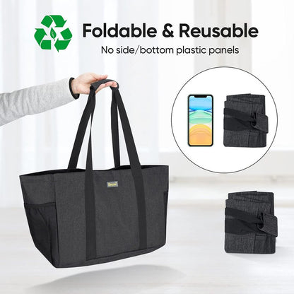 BALEINE Soft 9 Gallon Extra Large Utility Tote, Foldable Reusable Storage Bag (Charcoal Black)