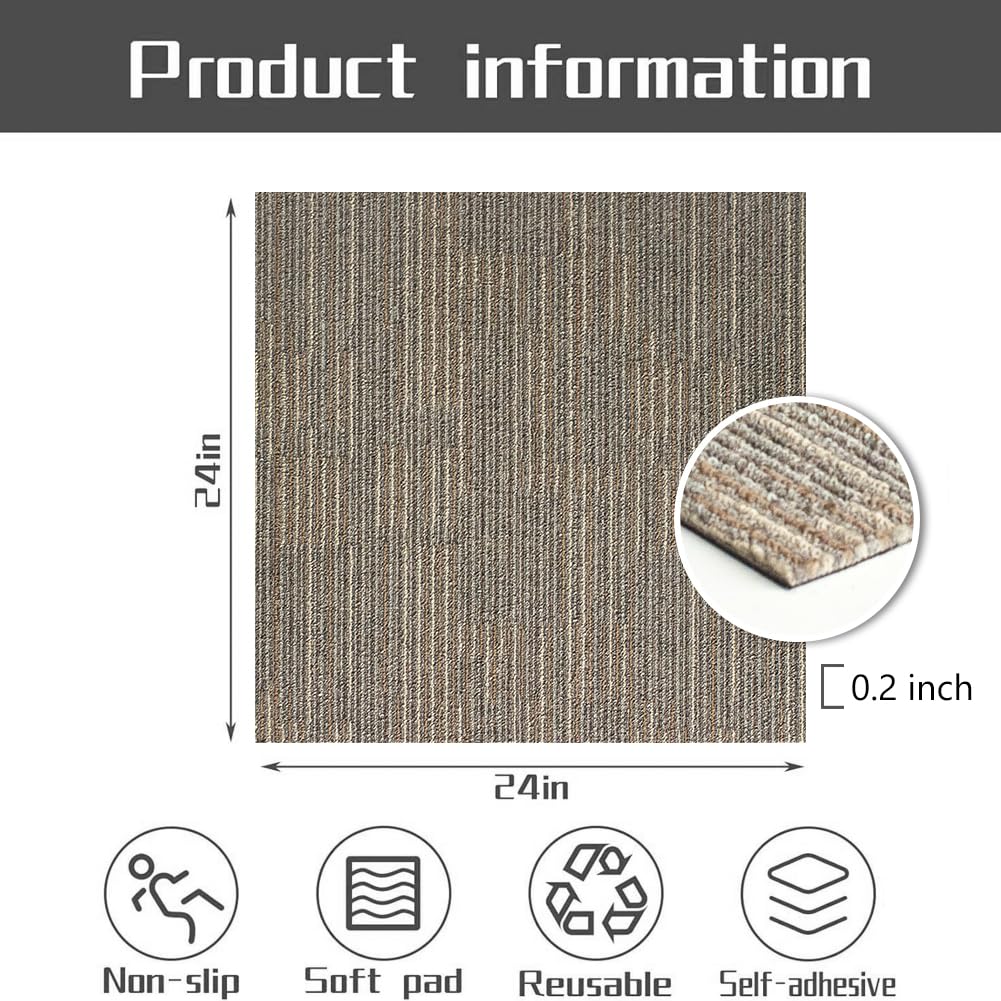 NINXANG Commercial Carpet Tiles Reusable 24" x 24" Squares 18 Tiles Non Slip Soft Floor Carpet for Office Living Room Bedroom Hotel Gym Easy DIY Installation with Flexlok Tabs (Beige)