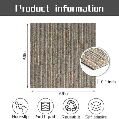 NINXANG Commercial Carpet Tiles Reusable 24" x 24" Squares 18 Tiles Non Slip Soft Floor Carpet for Office Living Room Bedroom Hotel Gym Easy DIY Installation with Flexlok Tabs (Beige)