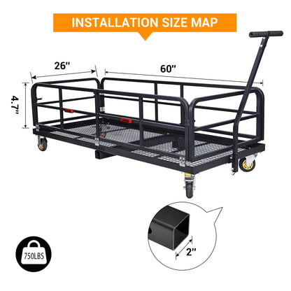 Garvee Foldable Hitch Mount Cargo Carrier with Wheels & Handle, 750 Lbs Heavy Duty Steel Hitch Racks for 2'' Receiver, Folding Luggage Racks for Trailers, RVs, SUVs, Rust-Resistant