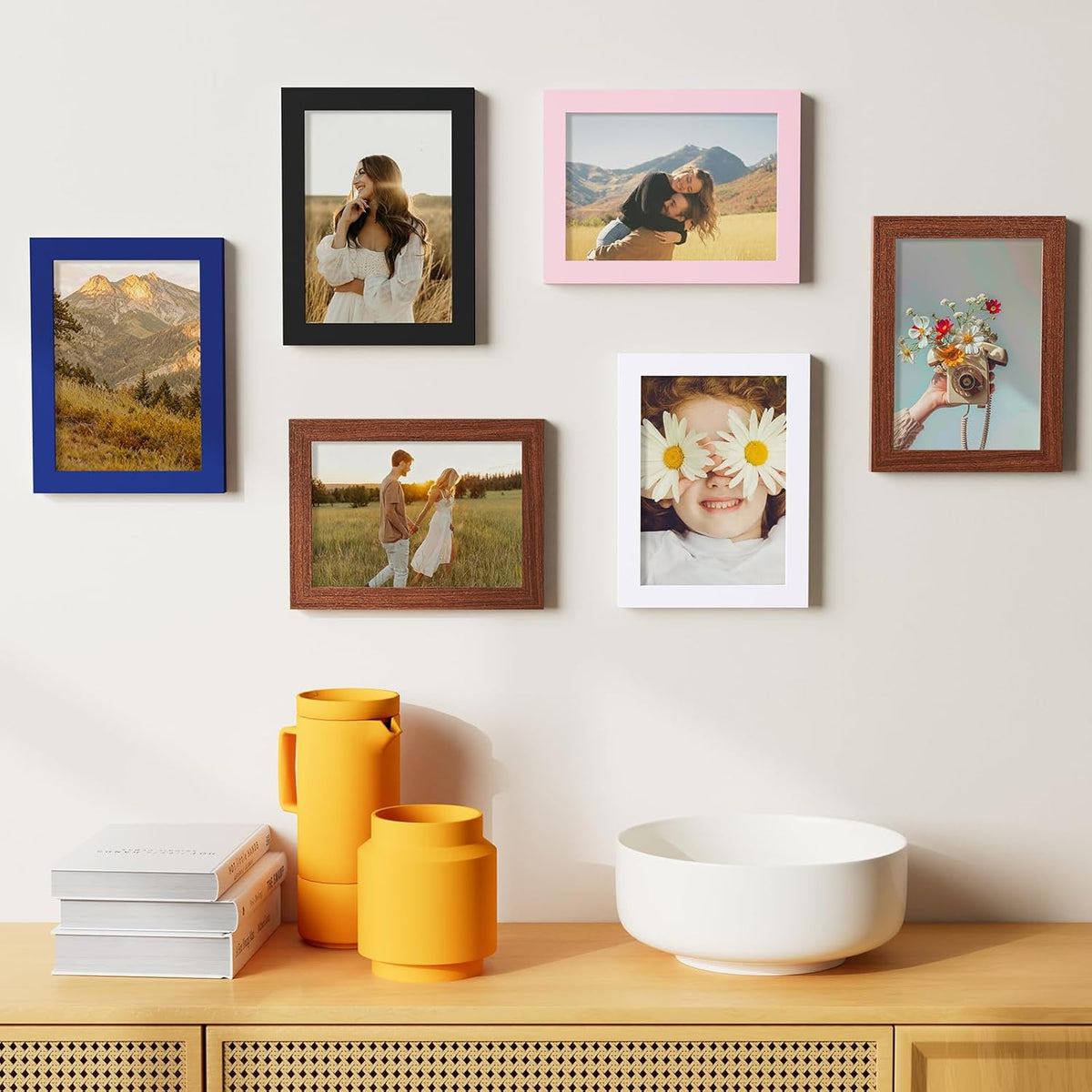 Vittanly 5x7 Picture Frame - Solid Wood & Shatterproof Plexiglass | Black Photo Frame for Wall or Tabletop Display