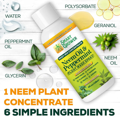 Neem Oil Spray for Plants by [Brand Name] - Peppermint Oil Formula for Indoor & Outdoor Use | 4 oz Concentrate Makes 1/2 Gallon Ready-to-Use