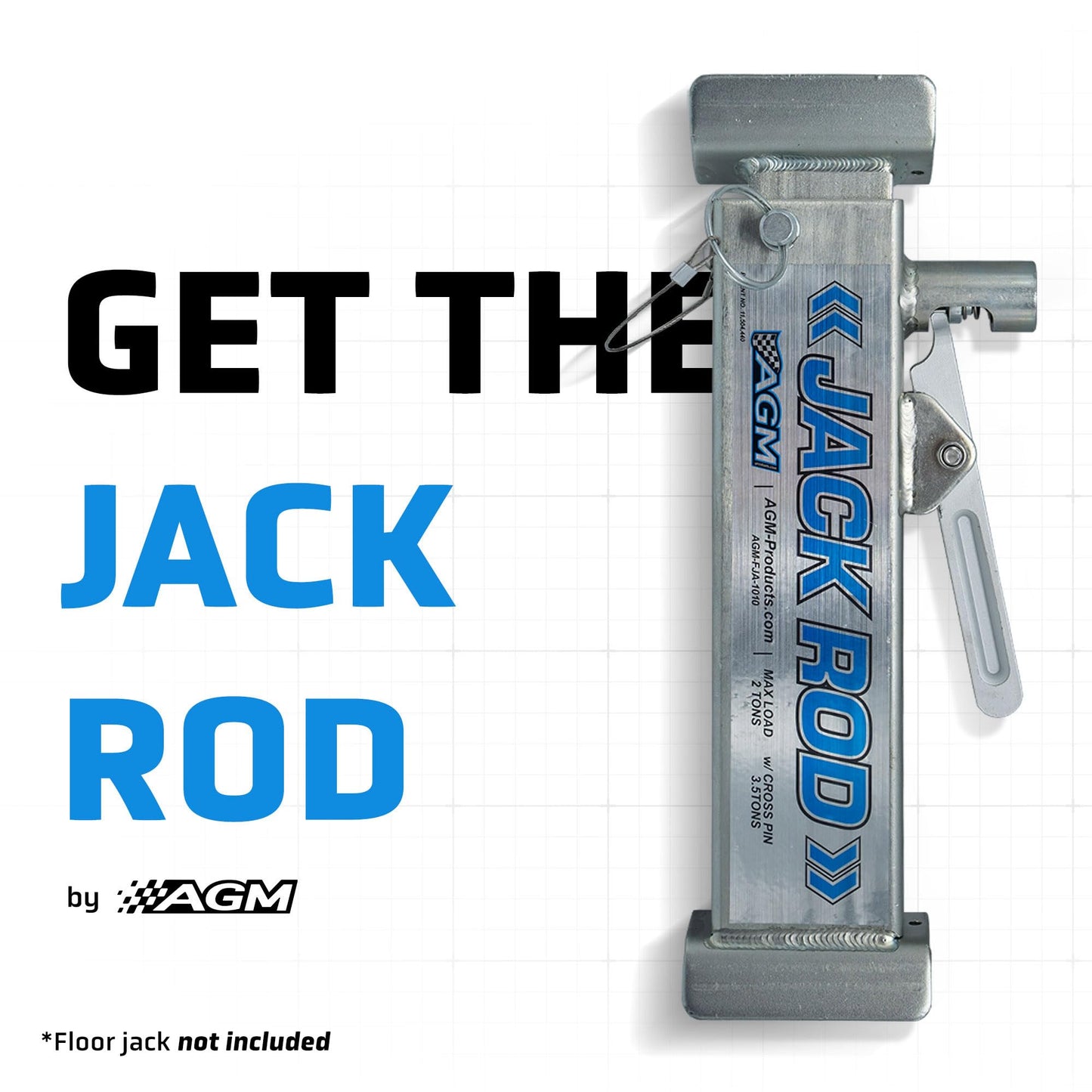 AGM Jack Rod, 3.5 Ton Locking Support Bar for Floor Jacks, Jack NOT Included, 14" Travel, 3 lb, Compact Jack Stand Alternative for Cars, SUVs, EVs, Safer, Smarter Vehicle Support