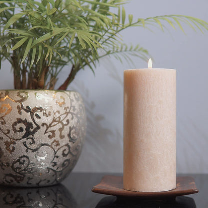 Tall Unscented Pillar Natural Candles, Clean Burning, Dripless, Smokeless Set of 2 (2.75” x 6” Marble White)