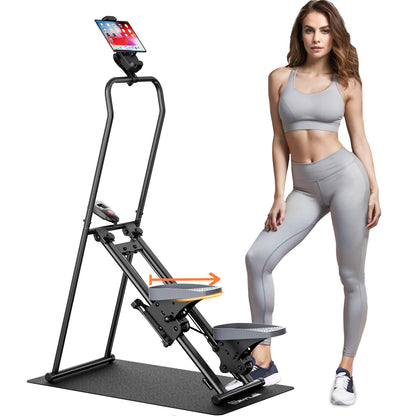 Upgraded seanleecore Stair Stepper Machine for Home with Device Holder & Silicone Floor Mat, Extra-Long Non-Slip Pedals Vertical Climber Exercise Machine