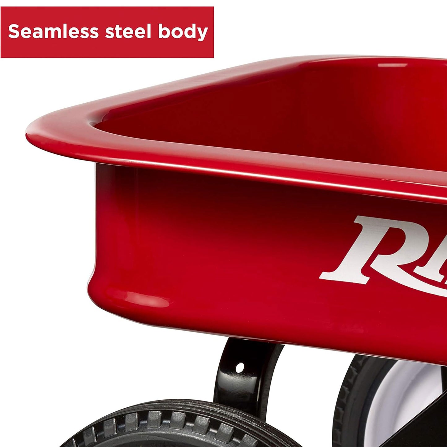 Radio Flyer Classic Red Wagon, For Kids 1.5+, All-Steel Body with No-Scratch Edges, 10" Rubber Tires, Extra-Long Handle Folds Under, Controlled Turning Radius, 200 lb Capacity, Wagon for Kids or Cargo