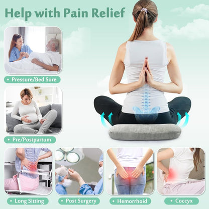 AOSSA Donut Pillow, Butt Cushion for Long Sitting Tailbone Pain, Hemorrhoid, Pregnancy Seat Cushion, Medical Donut Ring Pillow for After Surgery, Bed Sore, Pressure Ulcer Relief Cushion Pad