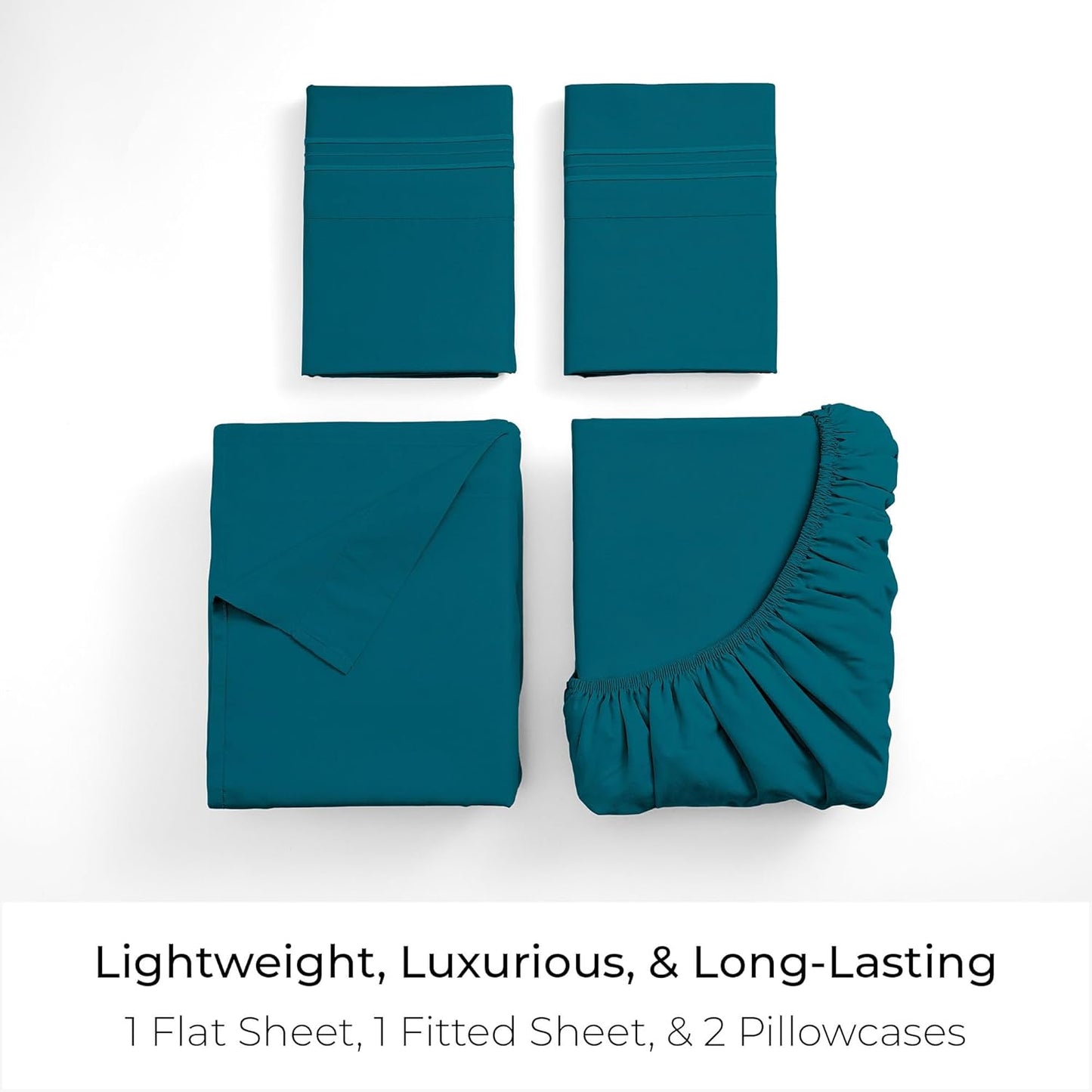 Mellanni Full Sheets Set - Iconic Collection Luxury Bedding - Extra Soft, Cooling, Stain Resistant (Teal)