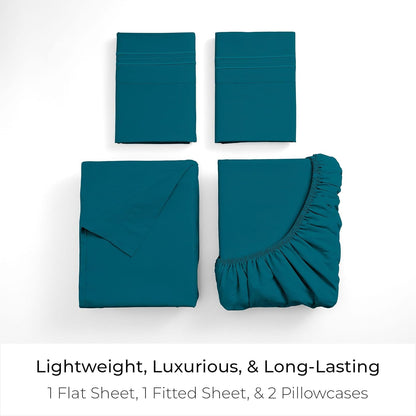 Mellanni Full Sheets Set - Iconic Collection Luxury Bedding - Extra Soft, Cooling, Stain Resistant (Teal)