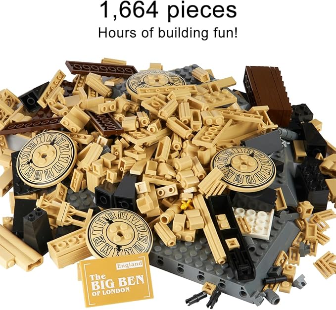 Apostrophe Games Big Ben Building Block Set (1664 Pieces) London's Big Ben Clock Tower Famous Landmark Series - Architecture Model for Kids and Adults
