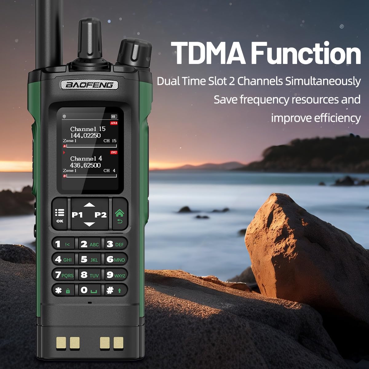 BAOFENG DM32 DMR Radio Ham Radio 10W Handheld Long Range Rechargeable Walkie Talkies GPS DM-32UV Digital NOAA 5RM Tactical Radio USB-C Charger for Hunting Survival Gear,2Pack