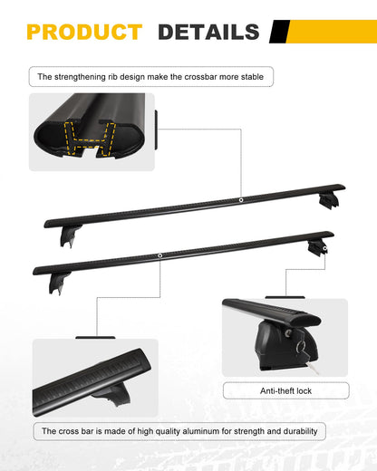 EZREXPM 330LBS Cross Bars Roof Rack Fit for 2021-2026 Chevrolet Tahoe, GMC Yukon & Yukon XL, Chevrolet Suburban, Cadillac Escalade ESV Lockable Crossbars Carrier Cargo Bar Luaggage Rack Accessories
