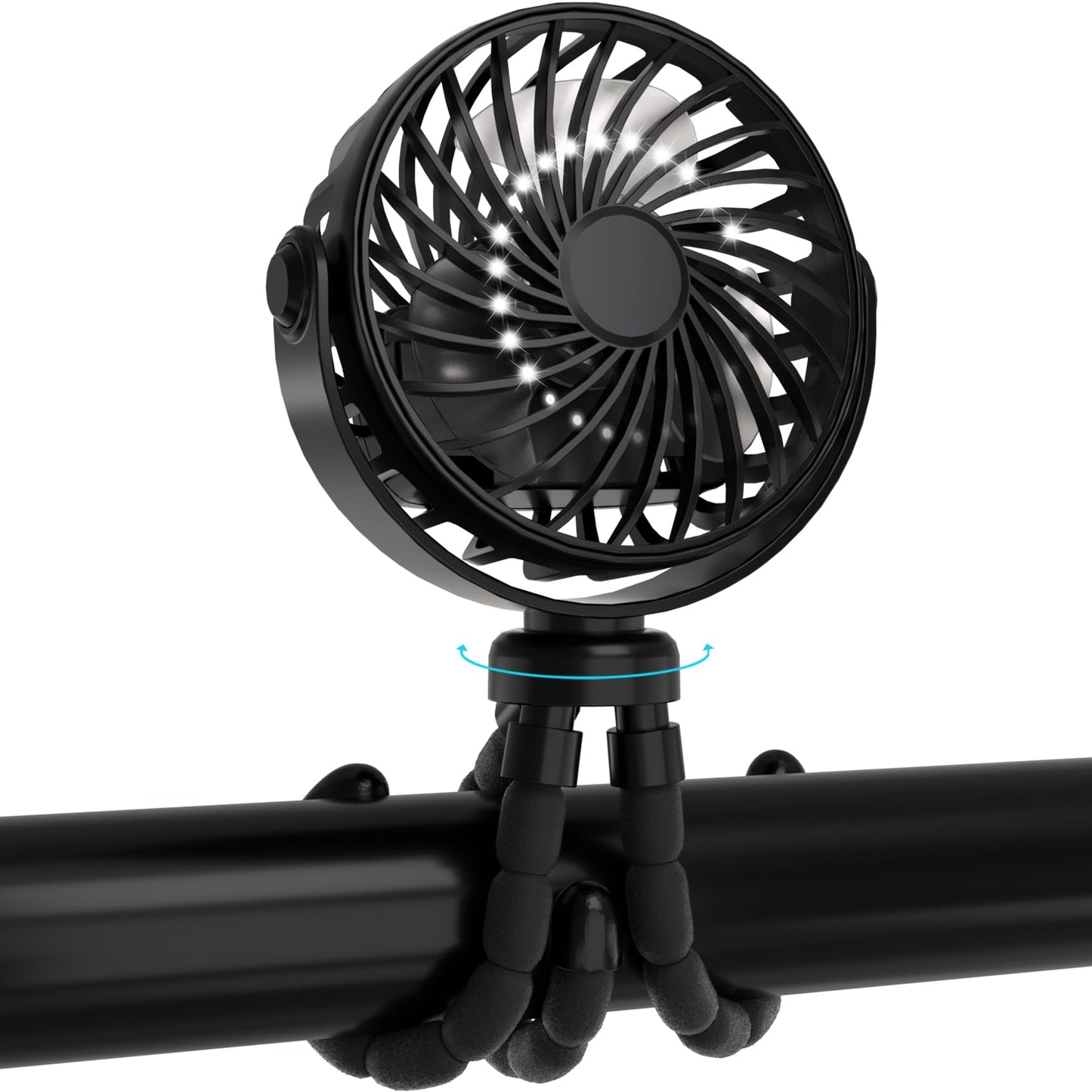 JYJZPB Mini Portable Stroller Fan Clip On for Baby with Flexible Tripod,3 Speed 360° Rotate Rechargeable Handheld Baby Stroller Fan,Cooling Baby Fan for Stroller & Car Seat,Crib,Bike,Treadmill,Travel