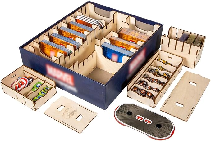 The Broken Token Marvel Champions Compatible Game Organizer - Wood Storage Box with Multiple Trays
