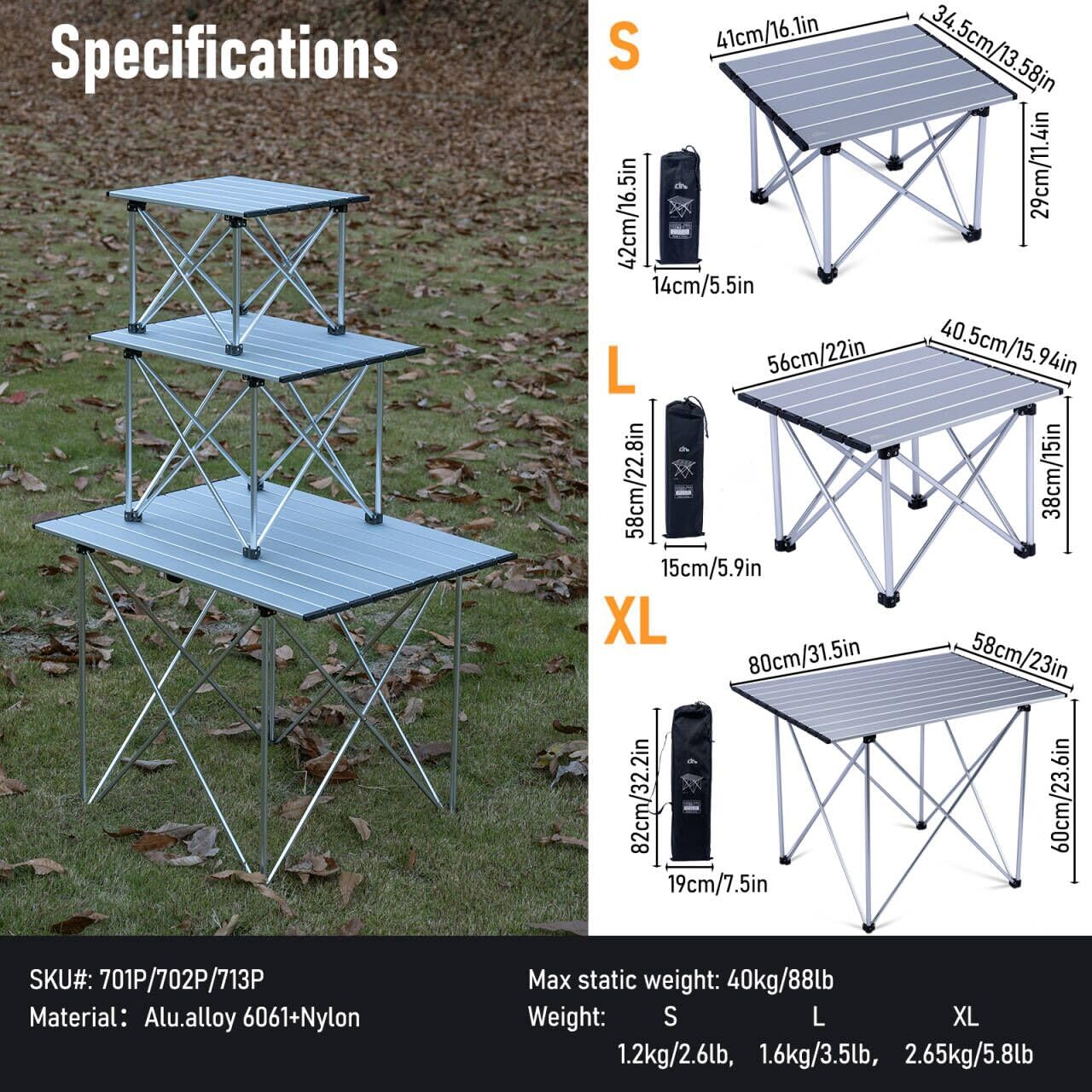 iClimb 1 Light Folding Table and 1 Ultralight Anti-Sinking Folding Chair Bundle for Adults Outdoor Camping Beach Concert