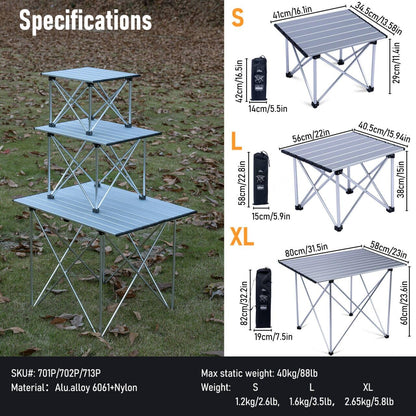iClimb 1 Light Folding Table and 1 Ultralight Anti-Sinking Folding Chair Bundle for Adults Outdoor Camping Beach Concert