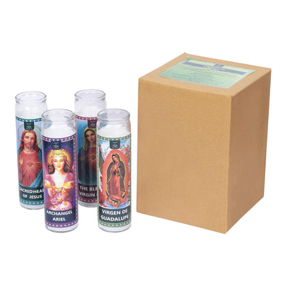 Welburn Veda&Co™ Prayer Candles - Pack of 4, 90 Hours Burn Time Smokeless Unscented Glass Pillar Candle 100% Refined Paraffin Wax, Religious, Memorial, Christmas Vigil, Wedding Home Decor, Emergencies