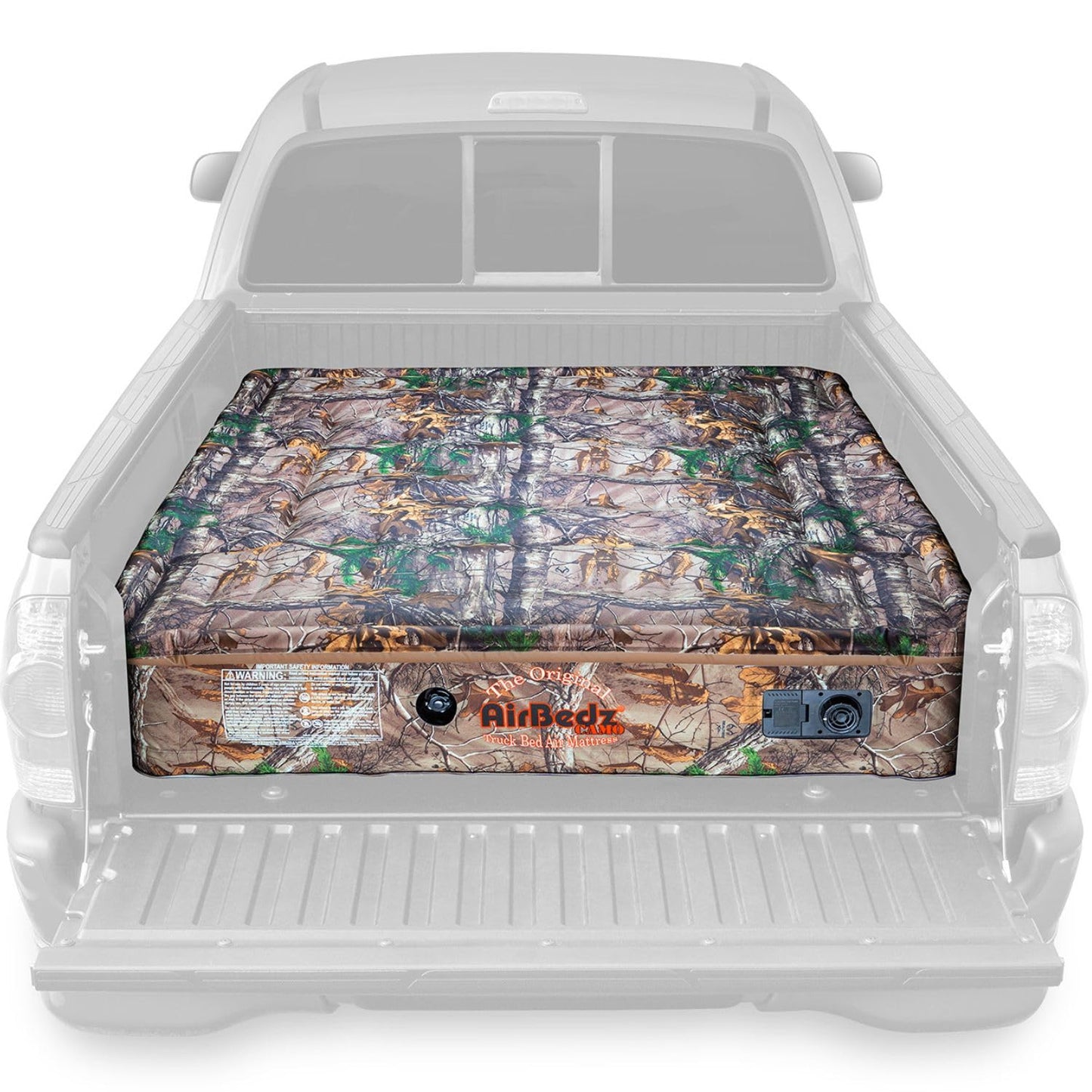 Pittman Outdoors AirBedz Mattress – Truck Bed Air Mattress, 25% More Coverage, Built-in Rechargeable Pump, Carry Bag & Repair Kit - Full-Size 8’+ Long Bed, Realtree Camouflage, PPI-401