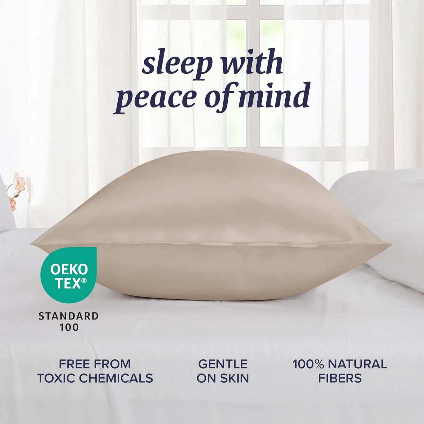 Beckham Hotel Collection Silk Pillowcase - 100% Mulberry Silk for Hair & Skin | 22 Momme, Queen, Champagne