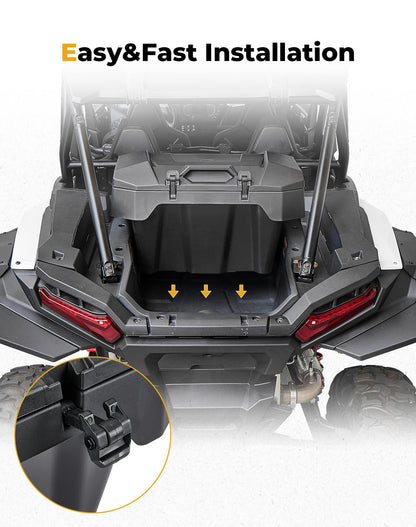 KEMIMOTO 82QT UTV Rear Cargo Storage Box Compatible with 2024/2025/2026 Polaris RZR XP 1000/4 1000 Accessories Rear Bed Box Water Resistant with Two Lockable Latches Replace OEM #2889611