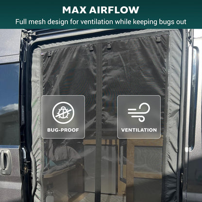 VANNCAMP Magnetic Sliding Door Bug Screen for Ram ProMaster High Roof Van,2014-2026, Weighted Bottom, Hands Free Entry, Center Magnetic Closure
