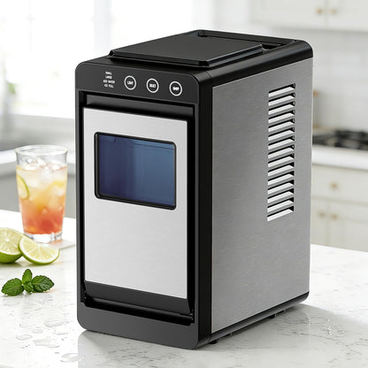Antarctic Star Countertop Ice Maker Machine - 26.5lbs/24H, 8 Bullet Ice in 6 Mins, Self-Cleaning Portable Ice Maker with 2 Ice Sizes, Touch Display & Blue Light for Home, Office, Bar,Steel