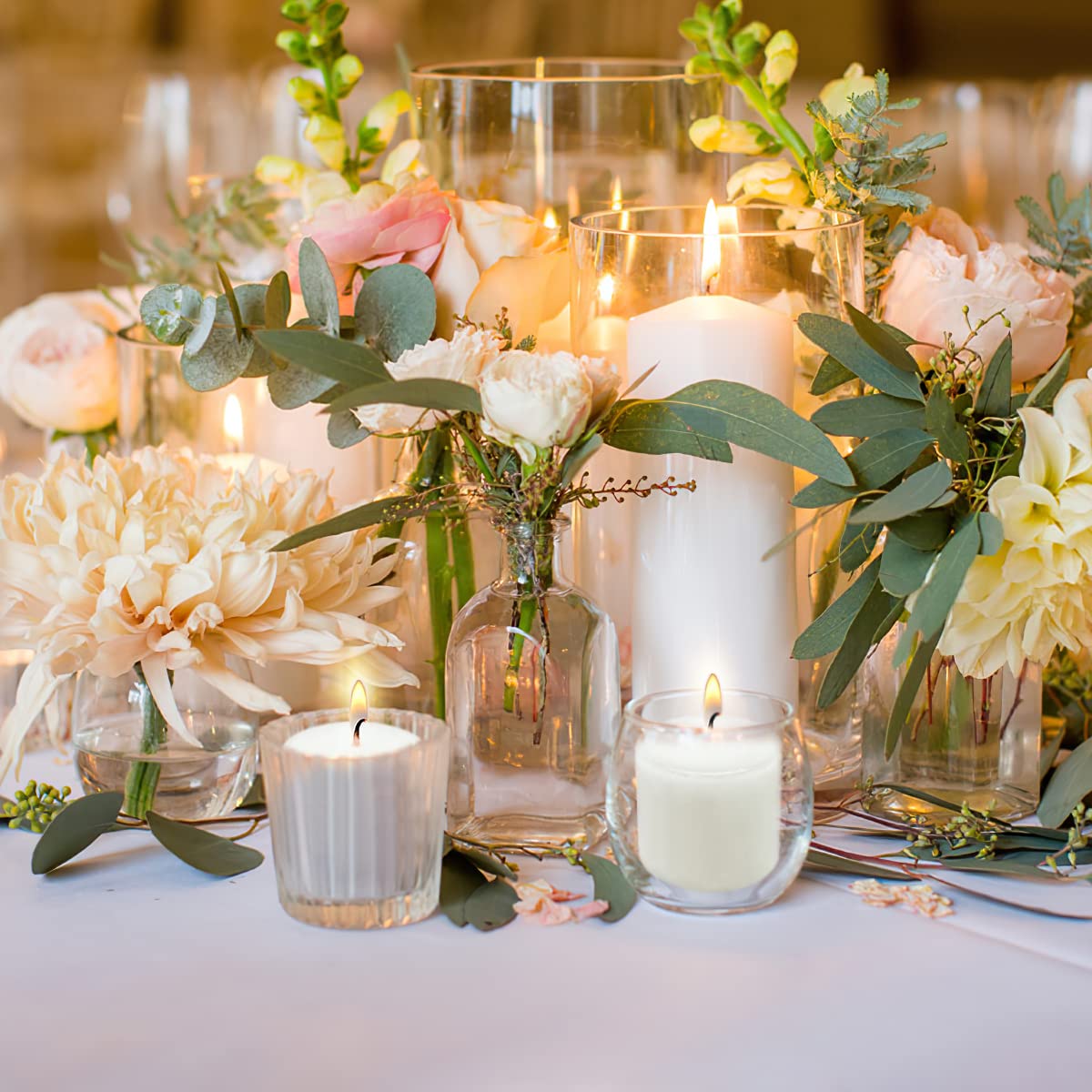 8 Hour White Votive Candles for Weddings Party Spa and Emergency, Set of 72 Small Unscented Bulk Candles for Restaurants and Home Decoration