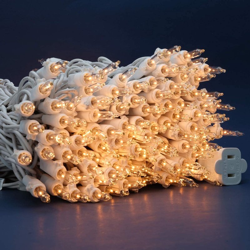 SWEET SHINE 200 Count Clear Christmas Lights, Pack of 2 Strands 100 Count 33 ft White Wire UL Listed Holiday String Light (Clear)