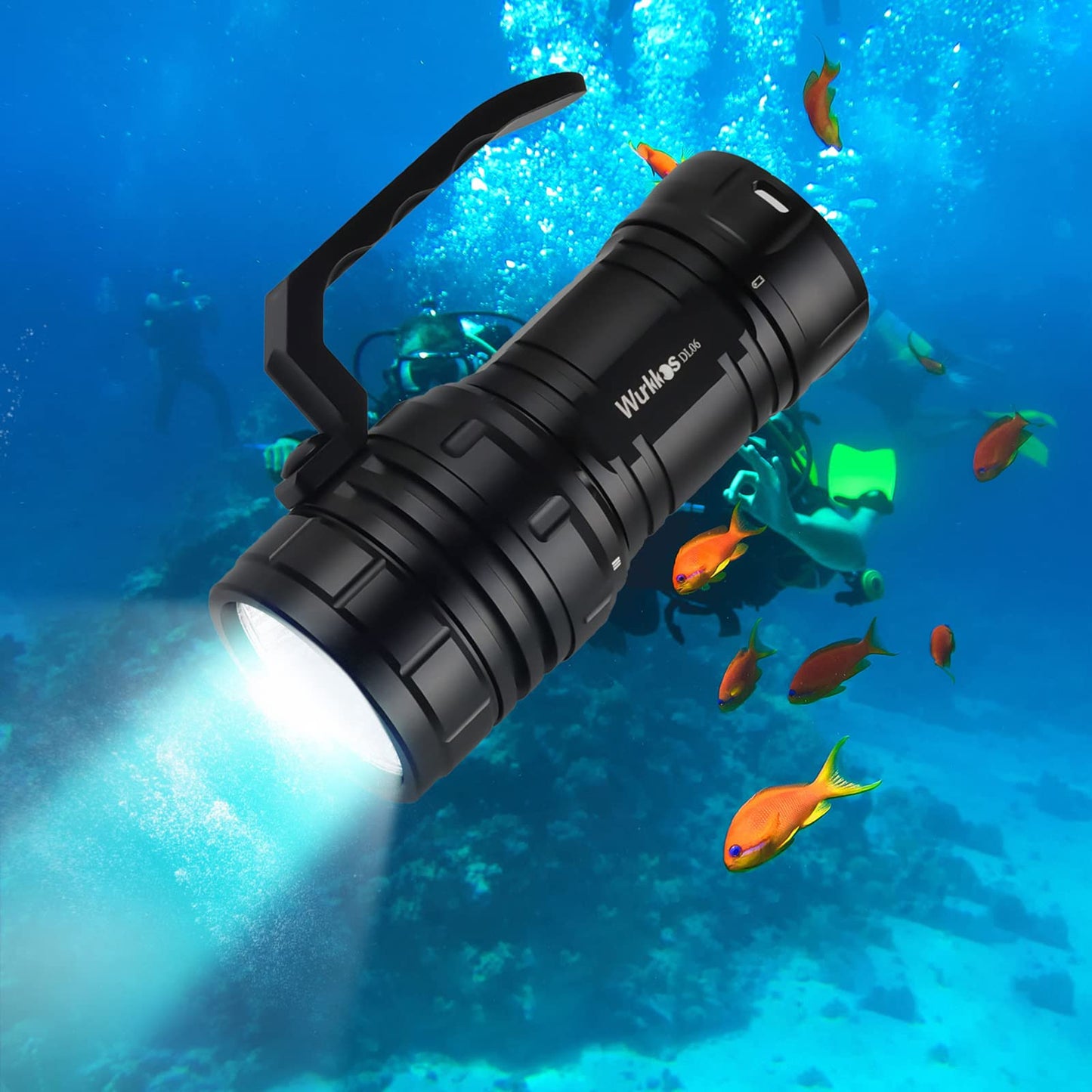 Wurkkos Diving Flashlight DL06 Max 15000 Lumen Scuba Dive Light, 100°Beam Angle Diving Light with 6 LED, IPX8 Waterproof Dive Torch 100m Underwater Flashlight Neutral White(5000K)